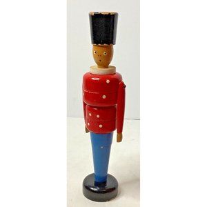 Vintage Denmark Wood Stacking Spinning Block Sections Toy Soldier 10  1/4”Tall